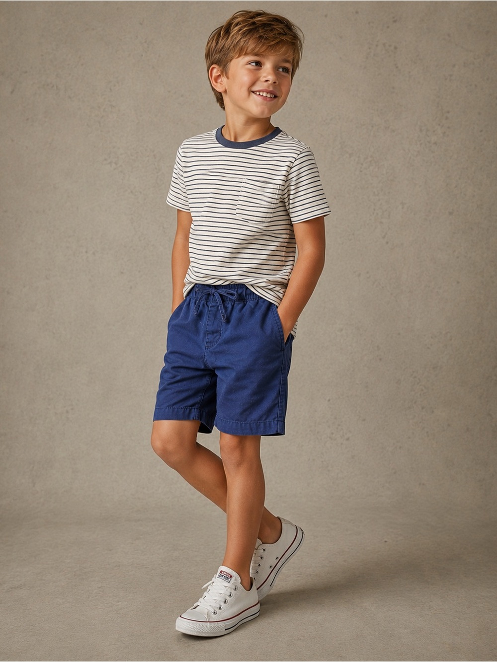 Wondernation Pull On Drawstring Shorts Navy Size 8